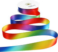 MEEDEE Rainbow Ribbon Satin Ribbon 1 inch Rainbow Satin Ribbon Rainbow Colored Ribbon for Crafts Gift Wrapping Pride Birthday Party Decoration DIY Rainbow Hair Bows - 25 Yards