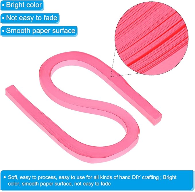 PATIKIL 360pcs Quilling Paper Strips Paper Flowers Quilling Kits 3/8"(10mm) Origami Paper for Adults Beginner Art Craft, 21"(54cm) Fluorescent Rose Pink