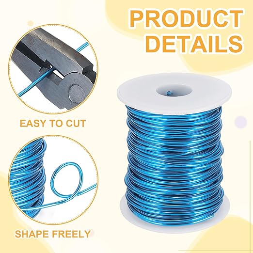 uxcell 12 Gauge / 2mm Anodized Aluminum Wire for Jewelry Craft Making, 102 Feet Bendable Flexible Wire for DIY Home Decor Gardening Sculpture, Blue