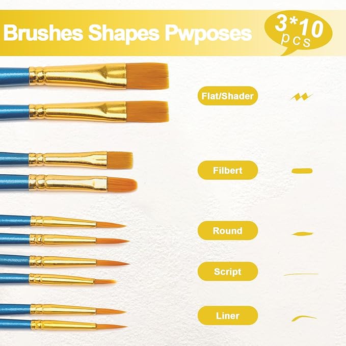 Mini Easels 6 Pack, Small Easels for Painting 24cm/9 Inch, Folding Design, Small Easel with 6 Palettes and 30 Brushes, Suitable for Outdoor Painting Party