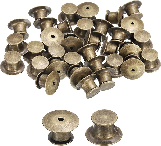 uxcell 30Pcs Metal Locking Pin Backs, Pin Keepers Locking Clasp Flat Head Clamp Needle Back Lock for DIY Brooch Crafts Badges Enamel Lapel, Bronze