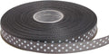 Polka Dot Grosgrain Ribbon 25 Yard Each Roll 100% Polyester (3/8", Gray)