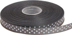 Polka Dot Grosgrain Ribbon 25 Yard Each Roll 100% Polyester (3/8", Gray)