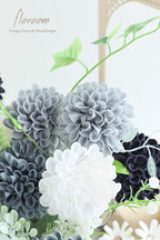 Floroom Artificial Dahlia Flowers 25pcs Real Looking Blue Shades Foam Fake Roses with Stems for DIY Wedding Bouquets Bridal Shower Centerpieces Floral Arrangements Party Tables Home Decoration