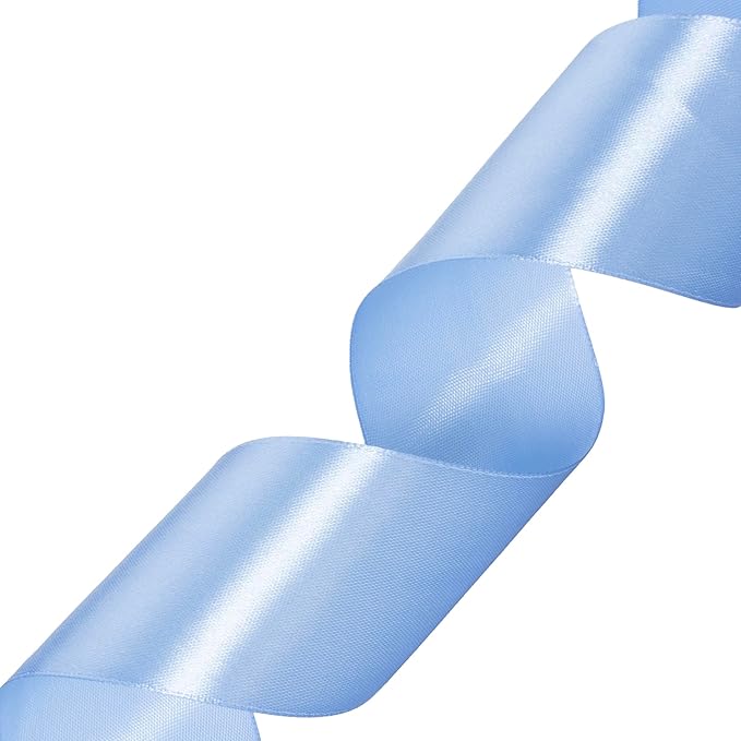 2 Inch Sky Blue Solid Satin Ribbon, 50 Yards Craft Fabric Ribbon for Gift Wrapping Floral Bouquets Wedding Party Decoration