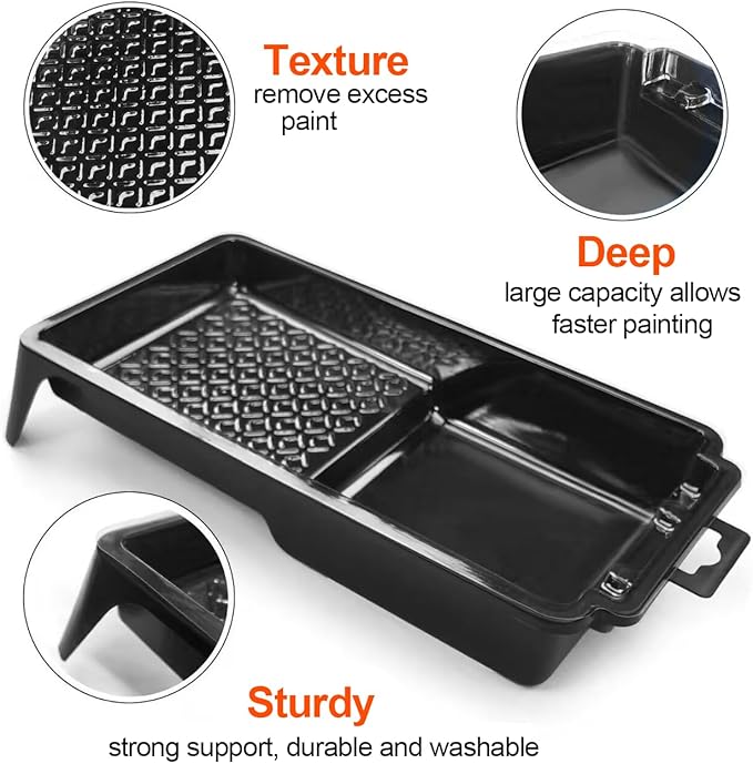 Great Andrew 24-Pack 4 Inch Paint Tray and Liners - 23 Pcs Disposable Plastic Paint Roller Tray Liners with 1 Pcs Paint Tray - Small Paint Pans for Walls, DIY Painting Projects
