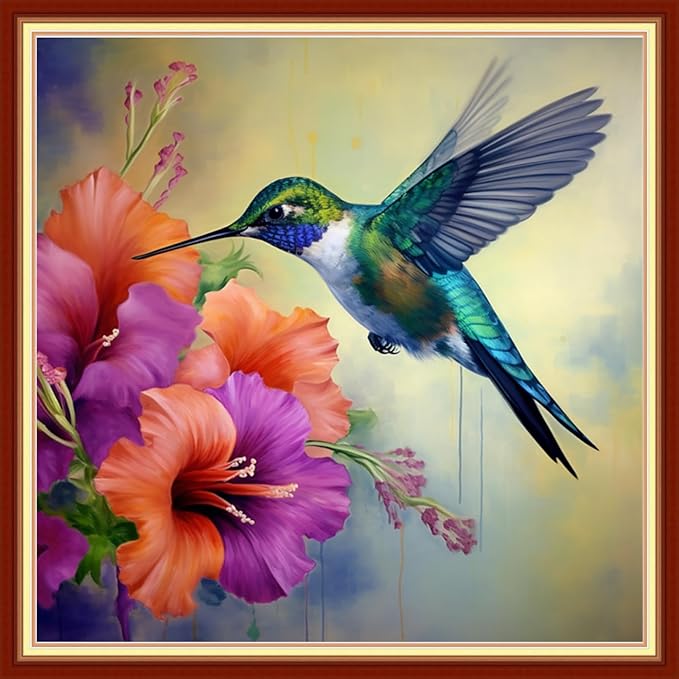 Dimxvean Cross Stitch Kits for Adults - Hummingbirds 18x18 inch