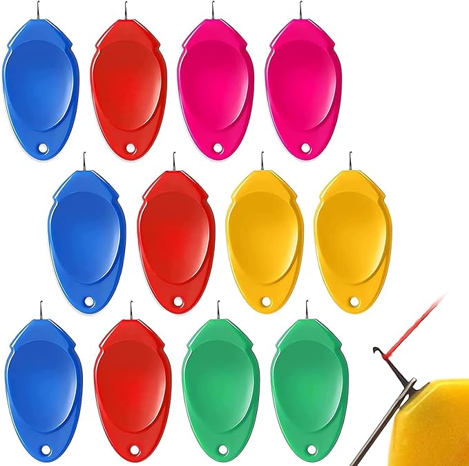 TOOVREN 12PCS Needle Threader for Hand Sewing Plastic Wire Hook Simple Threader for Needles Small Eye Easy Needle Threaders Tool for Sewing Machine Crafting Color Random