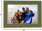 Pack of 25 Acid Free 8x10 Mats Bevel Cut for 5x8 Photos - Dill Green Precut Matboards With Backing Boards and Clear Photo Mat Bags For Pictures, Photos, Framing - 4-ply Thickness