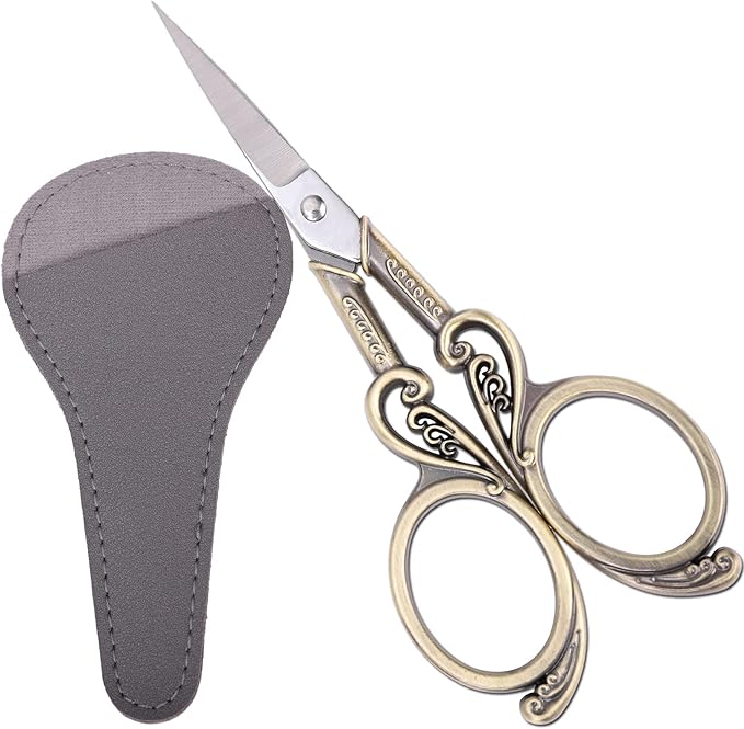 Embroidery Scissors, Small Sharp Precision Sewing Scissor with Cover for Craft, Arts, Needlework, Cross Stitch, Thread Yarn Fabric Detail Cutting DIY Tools 4.5 inches