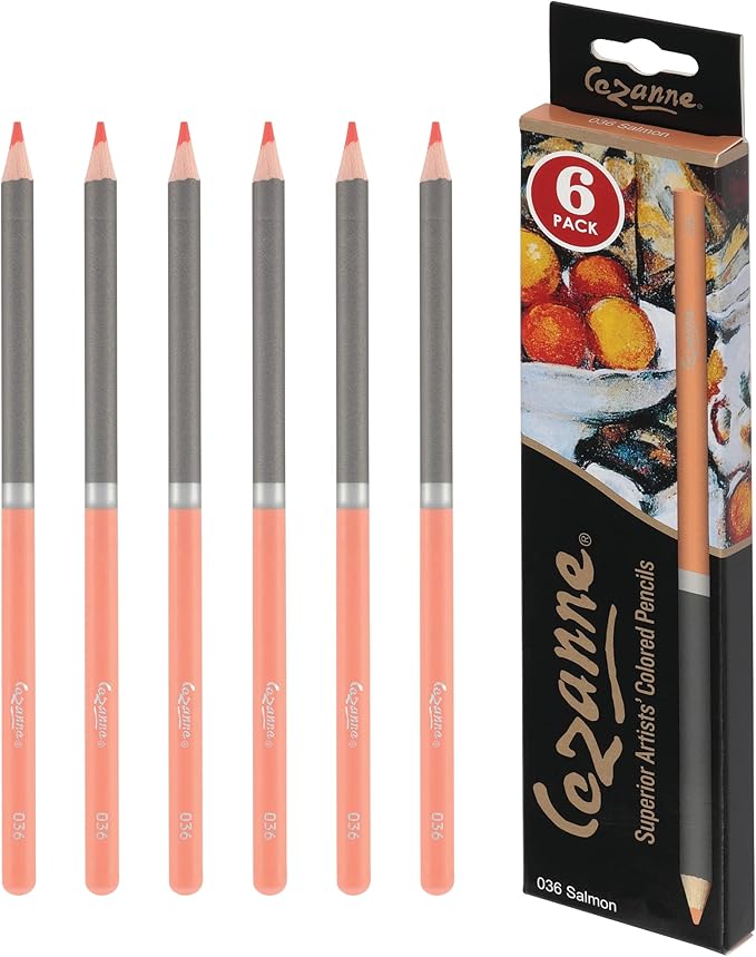 Creative Mark Cezanne Premium Colored Pencils Salmon 6 Pack - Highly-Pigmented Drawing Pencils - Coloring Pencils for Drawing, Blending, Coloring, and More
