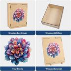 Wooden Puzzles for Adult 500 Piece, Flower Succulent Puzzle for Girls and Women, Challenging Puzzle, Luxurious Shaped Wooden Puzzles for Adults, Family Game 16.9 x 16.3in