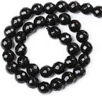 45pcs 8mm Natural Faceted Black Agate Stone Beads for Jewelry Making Energy Healing Beads DIY Bracelet Necklace Accessories 15" (8mm, Faceted Black Agate)