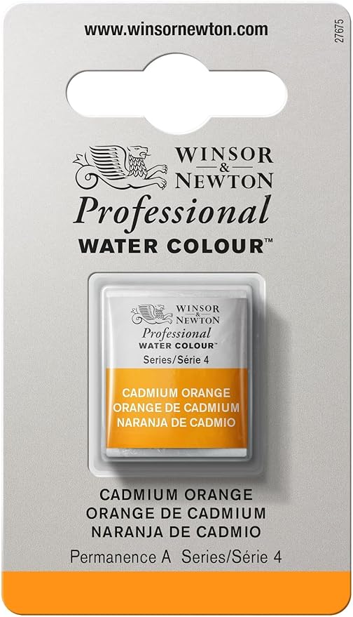 Winsor & Newton Professional Water Colour Paint, Half Pan, Cadmium Orange