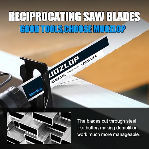 10 Pack 6 inch Reciprocating Saw Blades Set,14 TPI High Carbon Saw Blades,Metal Saw Blades with Organizer Case (10, 14TPI/150mm)