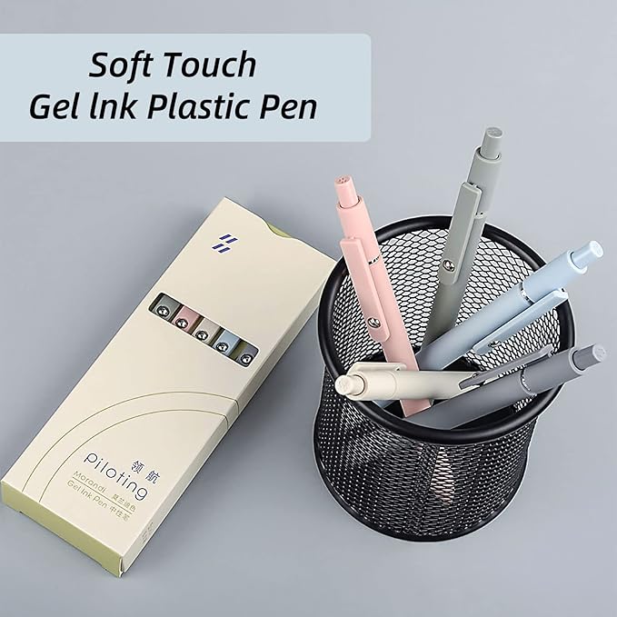 Gel Pens, 5 Pcs 0.5mm Fine Point Smooth Writing Japanese Cute High-End Series Black Ink Pens for Journaling Note Taking, School Office Supplies for Women Men (5 Pcs Morandi)