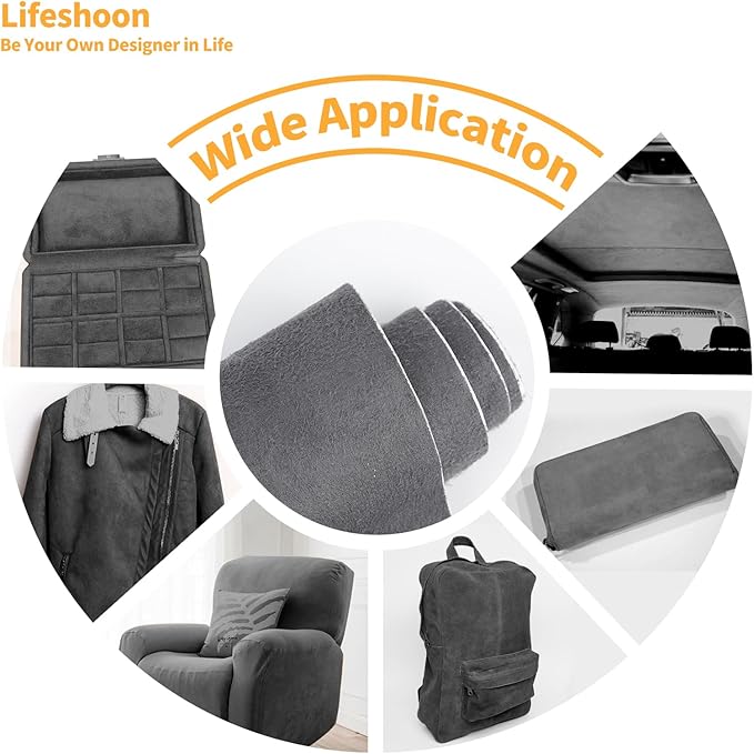 Fabric Repair Patches, 35X79 Inch Self-Adhesive Suede Patches Tape Durable, DIY Large Fabric Repair for Sofa, Couches, Furniture, Chair, Clothing （35X79 Inch, Dark Grey）