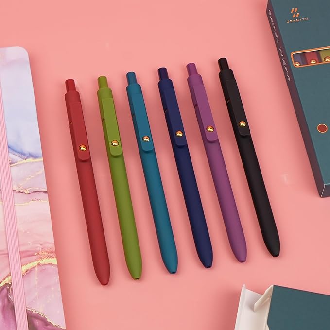 Ddaowanx Colorful Gel Pens, 0.5mm Fine Point Retractable, Cute Pens with Colored Writing and Sketching, Nursing School Essentials,School Supplies, Gifts for Nurse (24Pcs-Vintage Colors)