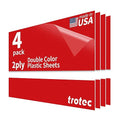 Trotec TroLase | 12"x20"x1/32", 4 Pcs | Red/White | 2 Ply | Modified Acrylic | Laser Engraving Double Color Plastic Sheet | Engraving Blanks for Laser, Saw, Guillotine | Made in USA