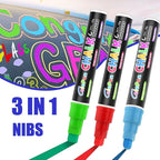 Window Chalk Markers for Cars Glass Washable, 16 Colors Jumbo Liquid Chalk Marker Pens with 10mm 3 in 1 Nib Wide Tips, Big Chalkboard Markers Car Window Paint Pens for Auto, Bistro, Mirror, Poster