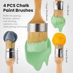 Chalk and Wax Paint Brush Furniture Set of 4, Small Round and Large Oval Brush with Natural Bristles, Perfect for Painting or Waxing Furniture, Ideal for Home Decor