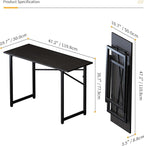 Folding Computer Desk 47 inch Writing Gaming Computer Camping Table, No Assembly Required Home Office Desk, Black