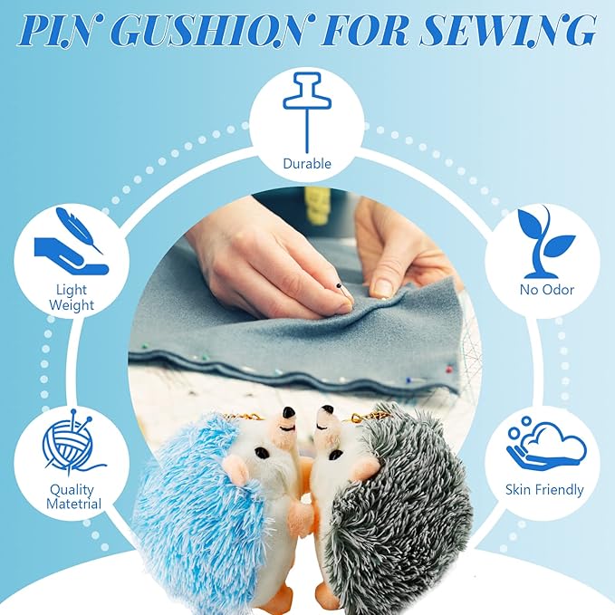 2 Hedgehog Sewing Pincushion with 200 Pieces Sewing Pins Set for Sewing DIY Projects