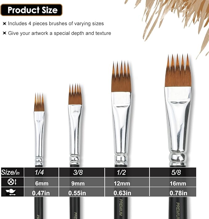Paint Brush Comb Set - 4PCS Professional Grainer Brushes for Acrylic Painting, Oil & Watercolor - Texture Brushes for Artists & Beginners, Short Handle