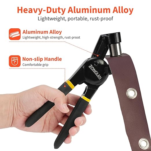 Grommet Tool Kit, 3/8 Inch Handheld Eyelet Kit Hole Punch Grommet Eyelet Press Pliers with 300 Silver Anti-Rust Grommets for Tarp Leather Fabric Tent and So On