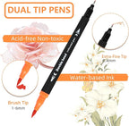 80 Colors Dual Tip Brush Pens, Fine Felt Tip and Brush Tips Colored Pens for Adults and Kids, Coloring Markers for Coloring Book Bullet Journaling Note Taking Hand Lettering