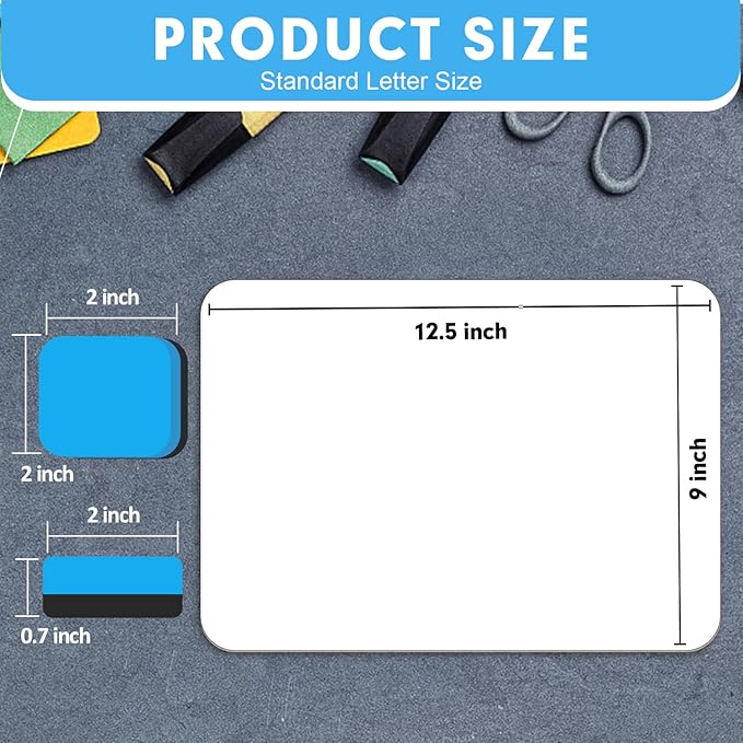 Dry Erase LapBoards, PANDRI 6 Pack Double Sided 12.5 x 9 Inch Whiteboards with 6 Erasers, Dry Erase Boards for Office Students Classroom Teacher Supplies