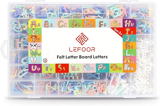 Letter Board Letters Only,850 PRE-Cut Characters (3/4 Inch,in 5 Colors) with Sorting Tray,Felt Letter Board Letters (Choice C)
