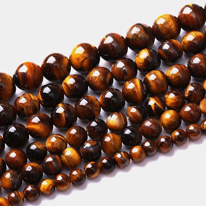 6mm 60pcs Natural Iron Yellow Tiger Eye Stone Beads for Jewelry Making Healing Energy Beads DIY Bracelet Necklace (6mm, Iron Yellow Tiger Eye Stone)