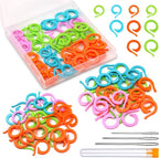 Yizzvb 50 Pcs Stitch Markers, Colorful Crochet Stitch Markers with Large-Eye Blunt Needles, Crochet Marker Ring for Knitting Crocheting DIY Craft Project with Storage Box