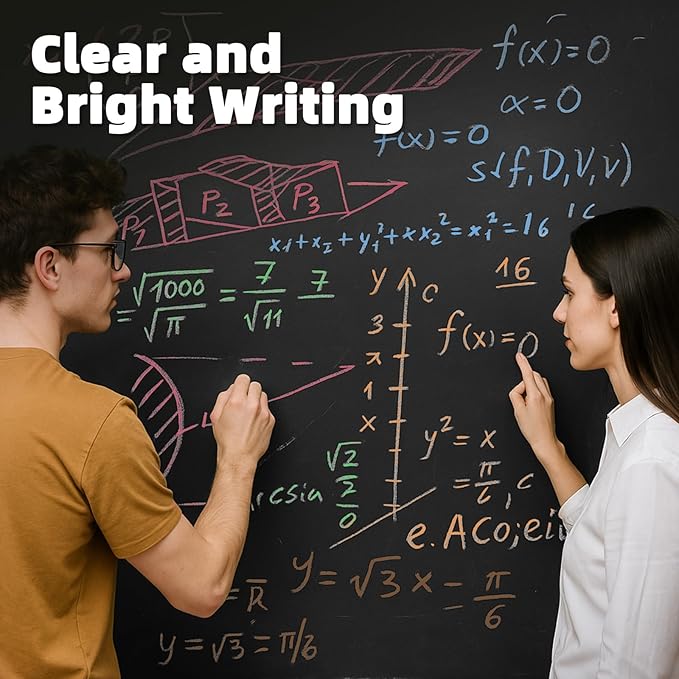 Dustless Colored Chalk 100PCS, 10 Colors Non-Toxic Classroom Chalks for Teachers & Students, School Chalkboard Supplies