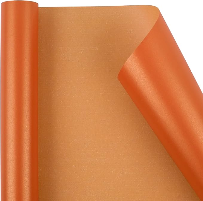 NESCCI Orange Matte Wrapping Paper,Solid Color Pearly-Lustre Paper,Gift Wrapping Paper,Perfect for Wedding,Valentine's Day,Birthday, Christmas,Baby Shower,DIY Bouquet (17 Inches X 32.8 Feet)