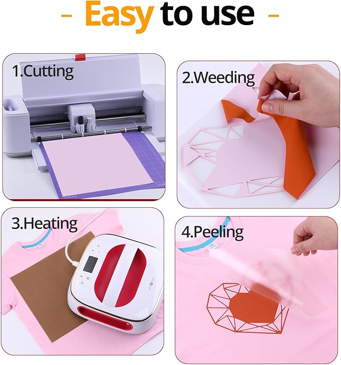 HTVRONT Orange Heat Transfer Vinyl Bundle - 10 Pack 12" x 10" HTV Vinyl for T-Shirt, Texas Orange Iron on Vinyl for Cricut, Silhouette Cameo or Heat Press Machine