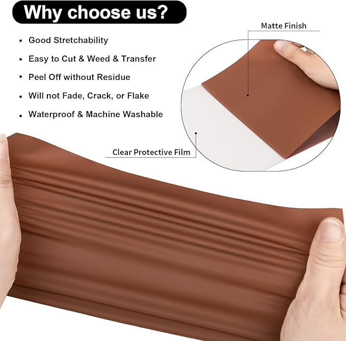 VINYL FROG Heat Transfer Vinyl Roll HTV Vinyl - 12" x5ft Chocolate Iron on Vinyl for T-Shirts, Heat Press Vinyl for DIY Craft Designs (Chocolate)