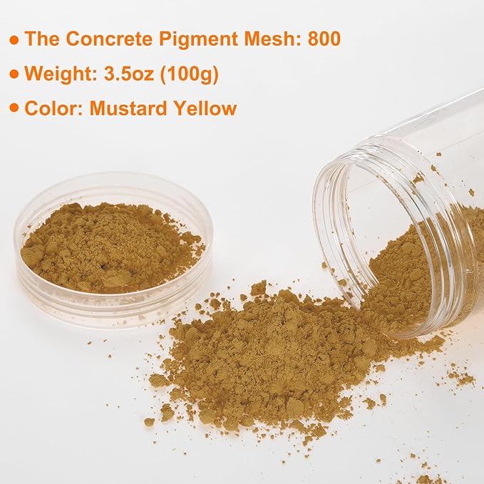 HARFINGTON Iron Oxide Powder Concrete Pigment 800 Mesh 3.5oz (100g) Iron Oxide Grout Pigment for Pastel Tile Paint Concrete Cement, Mustard Yellow