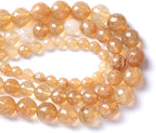 32pcs 12mm Natural Faceted Tea Watermenlon Jade Stone Beads for Jewelry Making Energy Healing Beads DIY Bracelet Necklace Accessories 15" (12mm, Faceted Tea Yellow Jade)