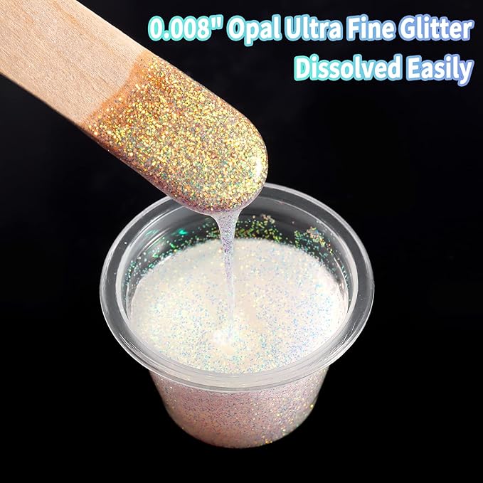 Renfio Opal Ultra Fine Glitter Powder Metallic Resin Glitter 1.75 Oz (50g) PET Flakes Crafts Sequins 1/128" 0.008" 0.2mm Epoxy Chips Flakes for Tumblers Slime Decoration - Magic Opal