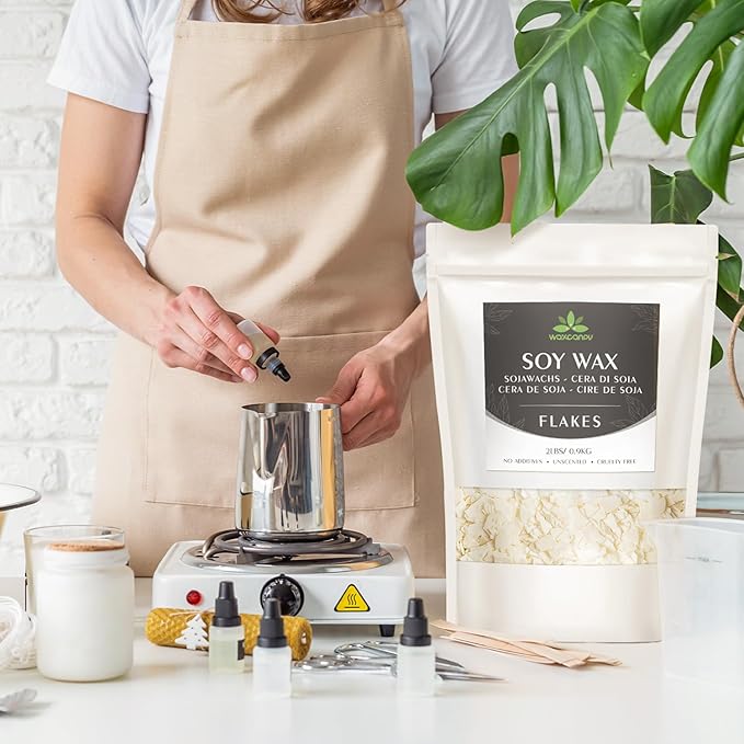 Soy Wax Flakes, Waxcanpy Natural Candle Wax, Organic Soy Wax for Candle Making from Farm, No Additives, Harmless and Pure (10lb)