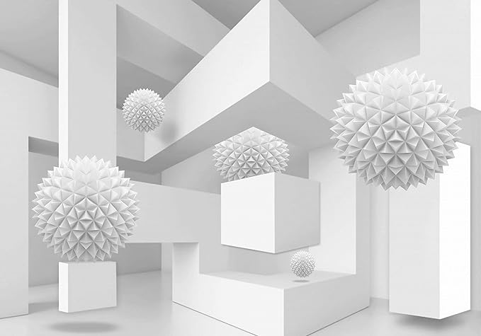 3D Wallpaper Abstract Tunnel Space Stereo Wall Mural Metal Ball Tapiz para Pared for Bedroom Living Room TV Background Wall Studio（Not Peel and Stick）