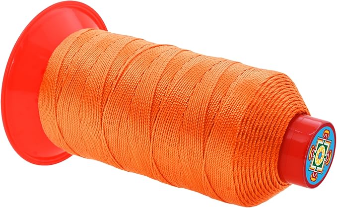 Mandala Crafts Bonded Nylon Thread - Heavy Duty Orange Sewing Threads - 415 YDs Size 346 210D T350 Tex 350 for Leather Jeans, Weaving, Outdoor, Marine, Upholstery