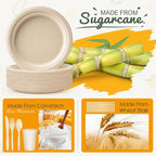 Gezond Compostable Paper Plates - 700pcs Biodegradable Heavy-duty Brown Plates Set for Party