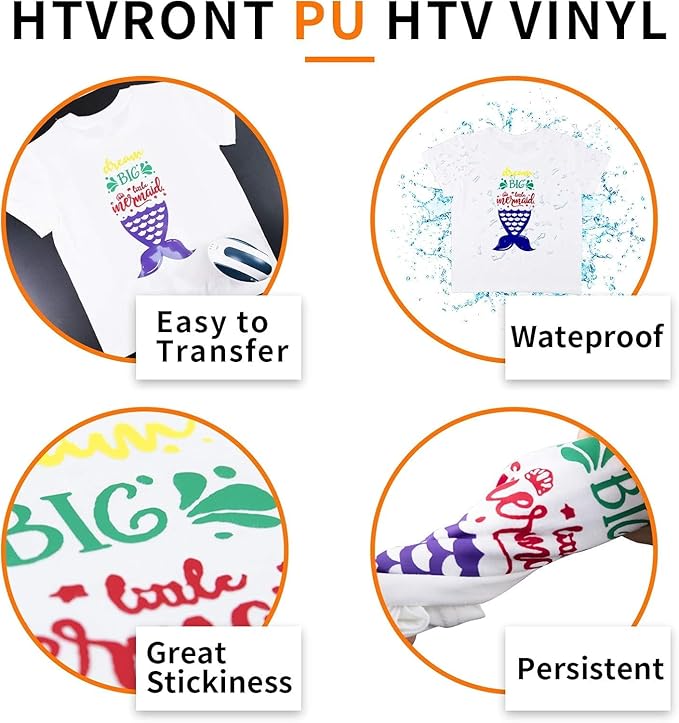 HTVRONT Red HTV Heat Transfer Vinyl Bundle: 24 Pack 12"x12" Iron on Vinyl Sheets for T-Shirt (1 PTFE Sheet Included), PU HTV Easy to Cut & Weed for Heat Design
