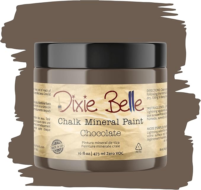 Dixie Belle Paint Company Chalk Finish Furniture Paint - Chocolate (16oz) - Matte Creamy Brown Chic Chalk Mineral DIY Furniture Paint