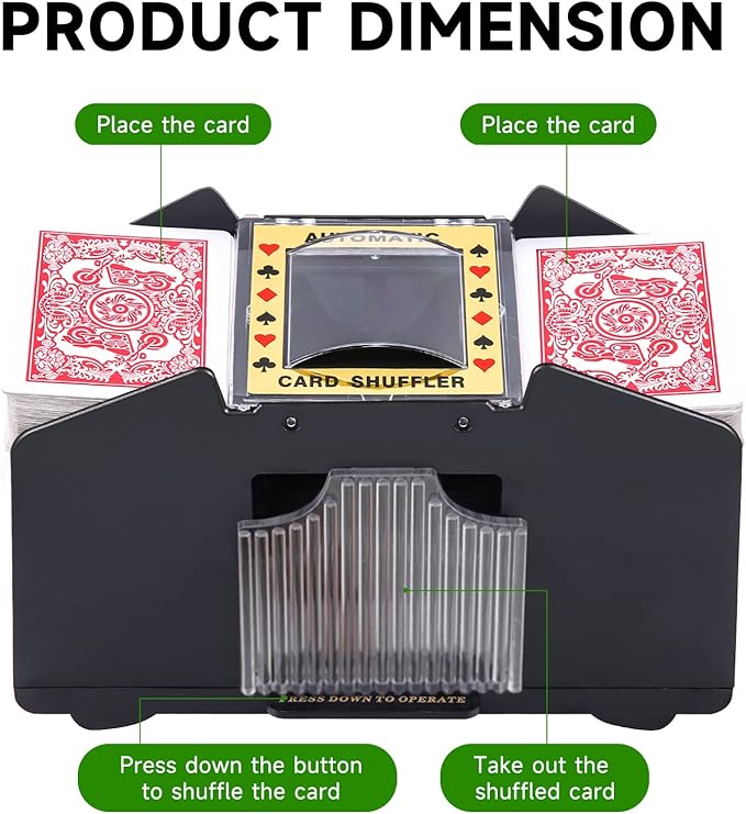 Unniweei Automatic Card Shuffler, Battery-Operated Electric Shuffler, Casino Card Game for Poker, Home Card Game, UNO, Phase10, Texas Hold'em, Blackjack, Home Party Club Game