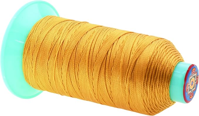 Mandala Crafts Bonded Nylon Thread Gold Heavy Duty Sewing Threads - 415 YDs Size 346 210D T350 Tex 350 Thread for Leather Jeans Weaving Outdoor Marine Upholstery Threads