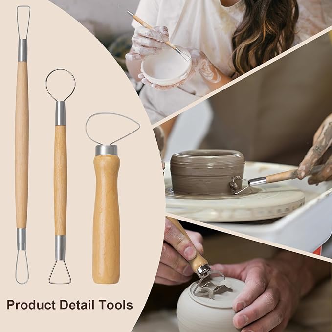 Amrules Clay Tools Kit, 31 PCS Pottery Tools, Practical Polymer Clay Sculpting Tools Kit, Air Dry Clay Tools Set for Beginner, Adults, Pottery Craft, Carving, Drawing, Molding, Modeling, Shaping